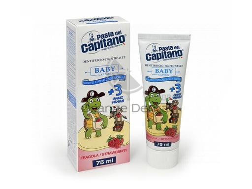 Детская зубная паста Pasta del CAPITANO Возраст 3+  Клубника  75 мл, Италия