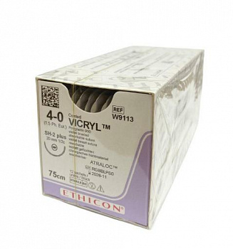 Викрил W9113 4/0 колющая 20 мм фиолетовый 75x12 /нить хирургическая VICRYL